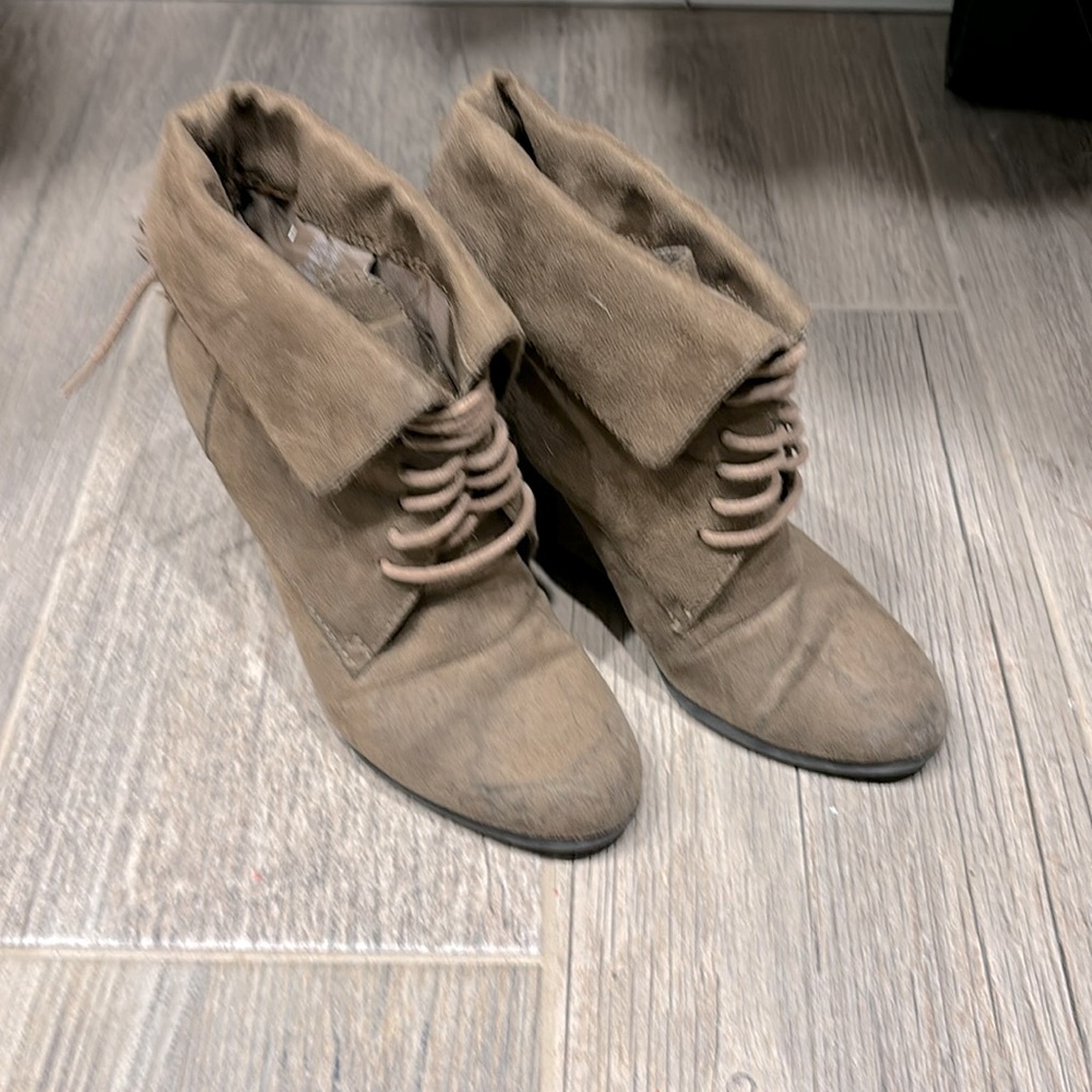 Faux suede booties